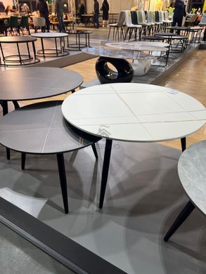 Журнальный столик KORA B Керамика Signal 80x80 Эффект Мрамора Белый/Черный /Черный Мат
