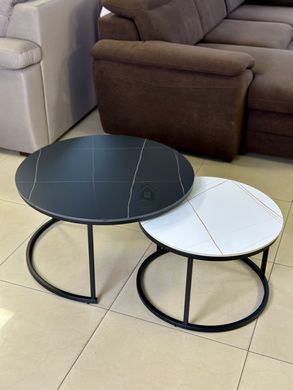 Журнальный столик FLORIDA B Intarsio 80x80 Черный Мат Белый Мат / Черный