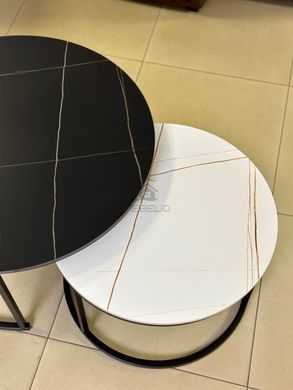 Журнальный столик FLORIDA B Intarsio 80x80 Черный Мат Белый Мат / Черный
