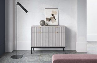 Комод Perfect Home Нова / Nova 2-дверний з 2 шухлядами і чорними ніжками KSZ104 Сірий фотографія