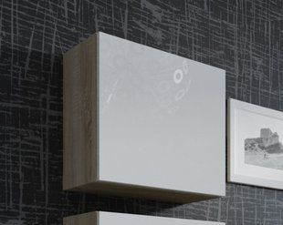 Витрина навесная VIGO Cama Квадрат 50x50 Дуб Сонома Мат / Белый Глянец фотография
