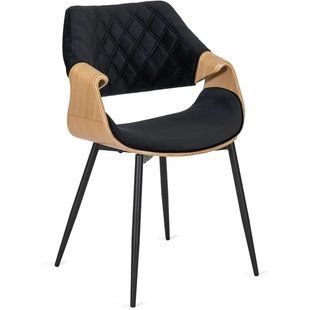 Стул бархатный MEBEL ELITE DAKOTA Velvet, Черный / Золотой дуб