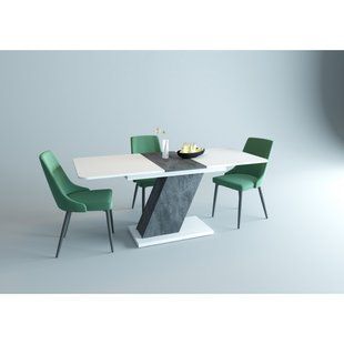 Стол раскладной RIO B/V Intarsio 140(180)x80 Белая Аляска РЕ / Угольный Камень фотография
