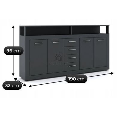 Комод MEBEL ELITE BLAGO 190 антрацит фотография
