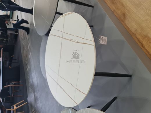 Журнальный столик KORA B Керамика Signal 80x80 Эффект Мрамора Белый/Черный /Черный Мат