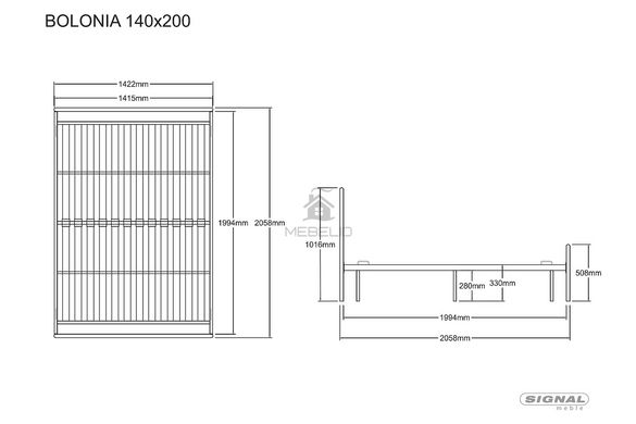 Кровать BOLONIA Signal 140x200 Черный фотография