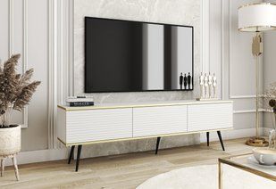 Тумба под телевизор Perfect Home Оро/Oro 3-дверная с черными ножками RTV175 MDF Белый фотография