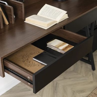 Письменный стол MEBEL ELITE CASS 120 см, коричневый / черный