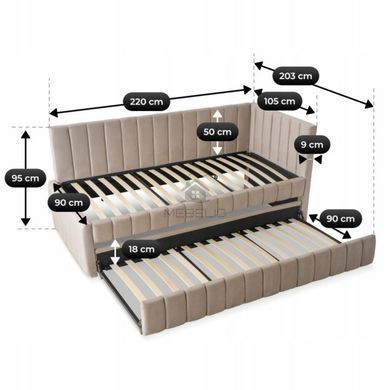 Кровать 90x200 MEBEL ELITE VILLEMO Velvet Беж фотография