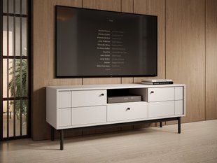 Тумба под ТВ Perfect Home Джапанди / Japandi RTV154 2-дверная с 1 ящиком Кашемир фотография