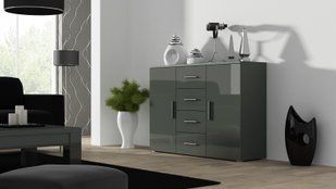 Комод UNI Cama 132 Серый Мат / Серый Глянец фотография