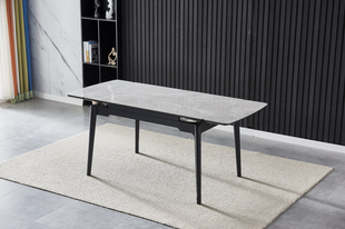 Стол раскладной BONN CERAMIC Intarsio 130(180)x80 Серый Глянец Керамика Черный фотография
