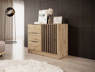 Комод Perfect Home Нелли / Nelly 2D 1-дверный с 3 ящиками Дуб артизан/черный фотография