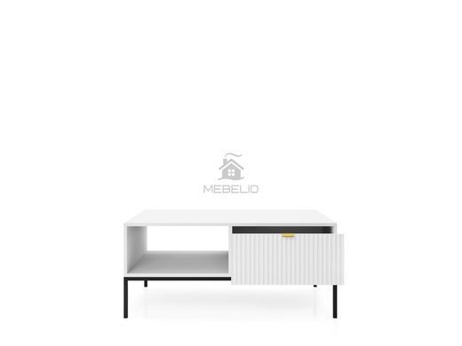 Стіл журнальний Perfect Home Нова / Nova з 2 шухлядами та чорними ніжками L104 Білий
