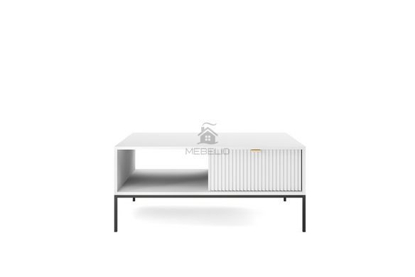 Стіл журнальний Perfect Home Нова / Nova з 2 шухлядами та чорними ніжками L104 Білий