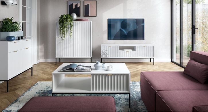 Стіл журнальний Perfect Home Нова / Nova з 2 шухлядами та чорними ніжками L104 Білий
