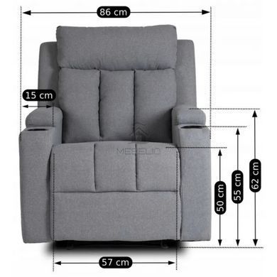 Крісло реклайнер MEBEL ELITE KOBI тканина Сірий