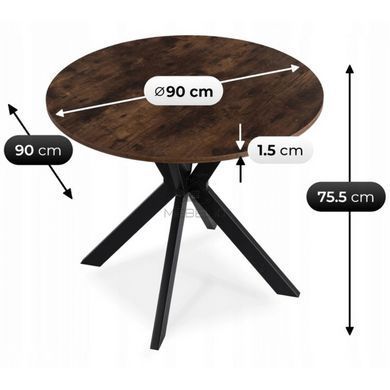 Стіл MEBEL ELITE LAUREN 90X90 дуб рустик / чорний