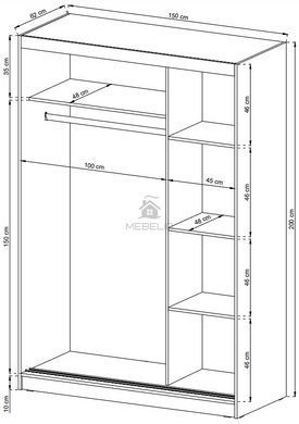 Шафа-купе Perfect Home Мая / Maja 150 2-дверна з подвійним дзеркалом Графіт