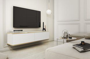 Тумба под телевизор навесная Perfect Home Оро/Oro 2-дверная RTV135 Белый фотография
