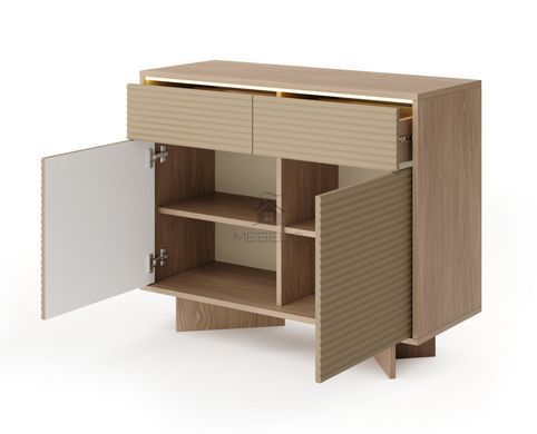 Комод с подсветкой Perfect Home Семи / Semi 2D2S/104 2-дверный с 2 ​​ящиками Боливар натуральный/капучино фотография