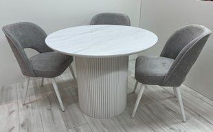 Стол Обеденный B5 Bonsso 120X120 Белый Эффект Мрамора фотография
