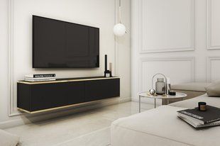 Тумба под телевизор навесная Perfect Home Оро/Oro 2-дверная RTV135 Черный фотография