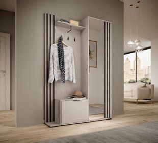 Прихожая с зеркалом Perfect Home Нелли / Nelly 2-дверный Кашемир/черный фотография