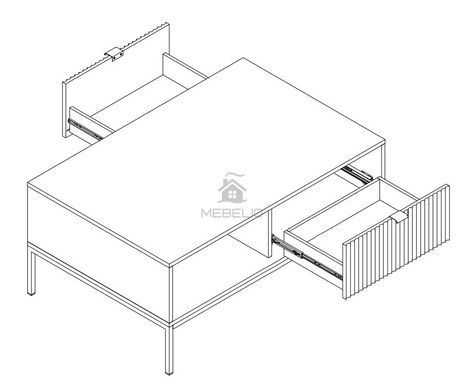 Стіл журнальний Perfect Home Нова / Nova з 2 шухлядами та чорними ніжками L104 Лабрадор