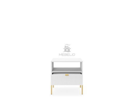 Тумба прикроватная Perfect Home Новая/Nova с 1 ящиком и золотыми ножками S54 Белый фотография