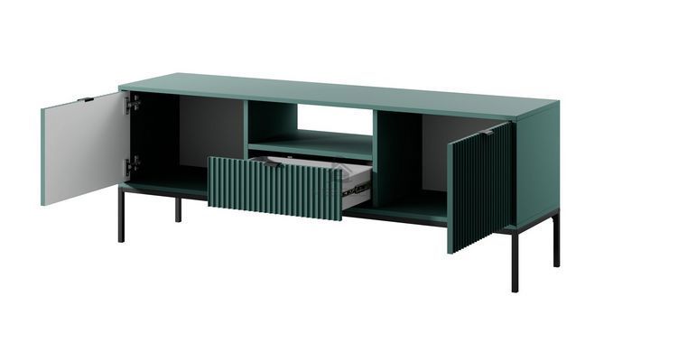 Тумба под телевизор Perfect Home Новая/Nova 1-дверная с 2 ящиками и черными ножками RTV154 Лабрадор фотография
