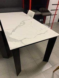Стол Обеденный VERMONT STATURARIO/BLACK Concepto 120/170x80 Керамика фотография