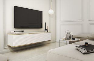 Тумба под ТВ навесная Perfect Home Оро / Oro RTV135 MDF Белый фотография