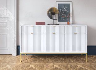 Комод Perfect Home Нова / Nova 3-дверний з 3 шухлядами і золотими ніжками KSZ154 Білий фотографія