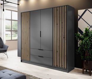 Шафа для одягу Perfect Home Неллі / Nelly 4D 4-дверна Графіт/дуб артизан