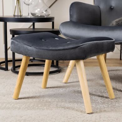 Крісло м'яке оксамитове з підставкою для ніг MEBEL ELITE LOZANO Velvet Сірий