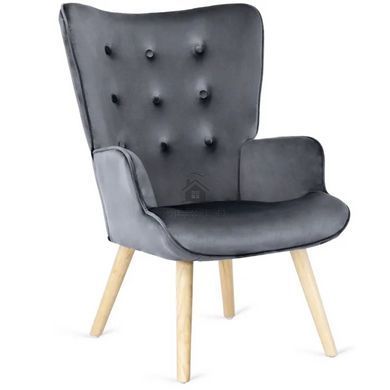 Крісло м'яке оксамитове з підставкою для ніг MEBEL ELITE LOZANO Velvet Сірий