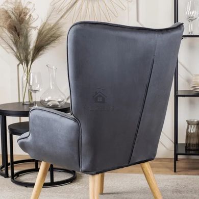 Крісло м'яке оксамитове з підставкою для ніг MEBEL ELITE LOZANO Velvet Сірий