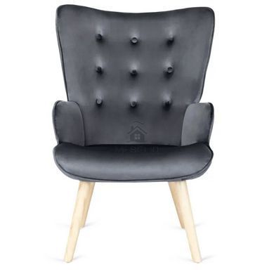 Крісло м'яке оксамитове з підставкою для ніг MEBEL ELITE LOZANO Velvet Сірий