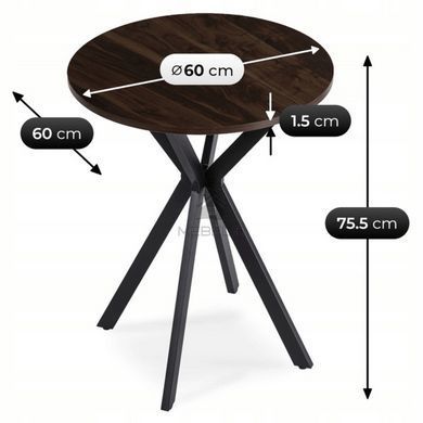 Стол MEBEL ELITE LAUREN 60X60 Орех/черный