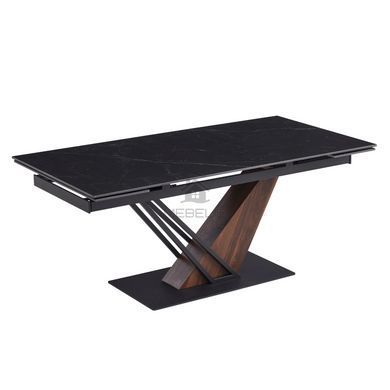 Стіл розкладний MEBEL ELITE REX 2 180(240)х90 см Чорний мармур / Горіх фотографія