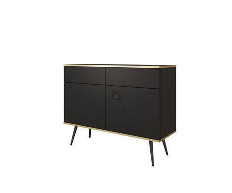 Комод Perfect Home Оро / Oro 2-дверний з 2 шухлядами і чорними ніжками KSZ107 Чорний фотографія