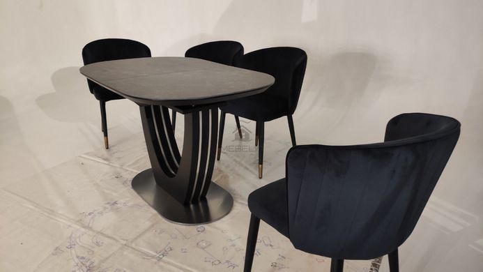 Стіл розкладний TML-865-1 VETRO 120x80 Чорний Онікс