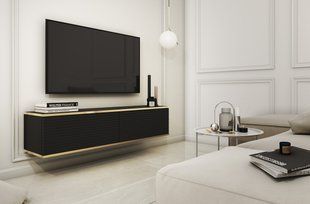 Тумба под ТВ навесная Perfect Home Оро / Oro RTV135 MDF Черный фотография