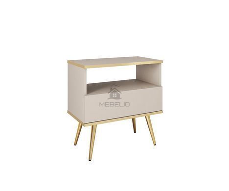 Тумба приліжкова Perfect Home Оро / Oro з 1 шухлядою і золотими ніжками S54 Бежевий фотография