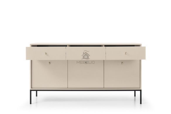Комод Perfect Home Моно/Mono 3-дверный с 3 ящиками и черными ножками MKSZ154 Беж песочный фотография