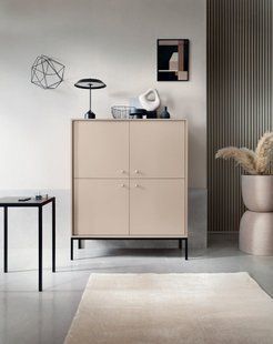 Комод высокий Perfect Home Моно/Mono 4-дверный с черными ножками MK104 Беж песочный фотография