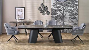 Стол раскладной FORUM Halmar 180(260)x90 Черный Мрамор/Черный фотография