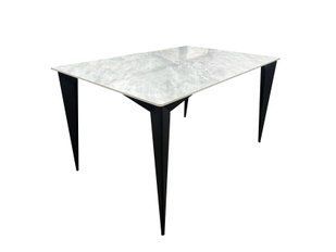 Стол NORMAN CERAMIC Muie White Intarsio 140x90 Белый Глянец Керамика Черный фотография
