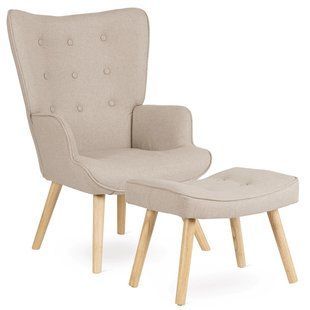 Крісло м'яке з підставкою для ніг MEBEL ELITE LOZANO 2 тканина Беж